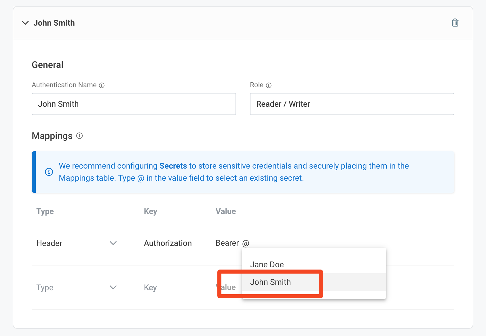 Screenshot of auth profile